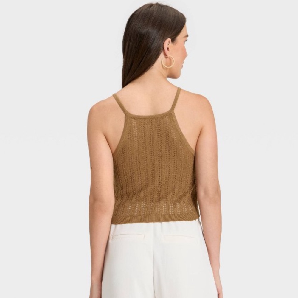NWT Target A New Day Women’s Pointelle tank pullover sweater - brown - sz L - Picture 2 of 6